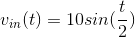 v_{in}(t)=10sin(\frac{t}{2})