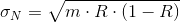 \sigma _{N}=\sqrt{m\cdot R\cdot \left ( 1-R \right )}