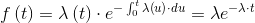 f\left ( t \right )=\lambda \left ( t \right )\cdot e^{-\int_{0}^{t}\lambda \left ( u \right )\cdot du}=\lambda e^{-\lambda \cdot t}