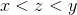 x<z<y