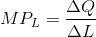 MP_{L}=\frac{\Delta Q}{\Delta L}