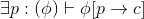 \exists p :(\phi ) \vdash \phi [p\rightarrow c]