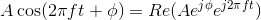 A\cos(2\pi ft+\phi)=Re(Ae^{j\phi }e^{j2\pi ft})