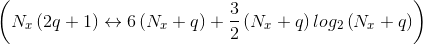\left ( N_{x}\left ( 2q+1 \right )\leftrightarrow 6\left ( N_{x}+q \right )+\frac{3}{2}\left ( N_{x}+q \right )log_{2}\left ( N_{x}+q \right ) \right )
