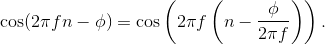 \cos(2\pi fn-\phi )=\cos\left ( 2\pi f\left ( n-\frac{\phi }{2\pi f} \right ) \right ).