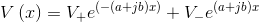 V\left ( x \right )=V_{+}e^{\left ( -(a+jb)x \right )}+V_{-}e^{(a+jb)x}